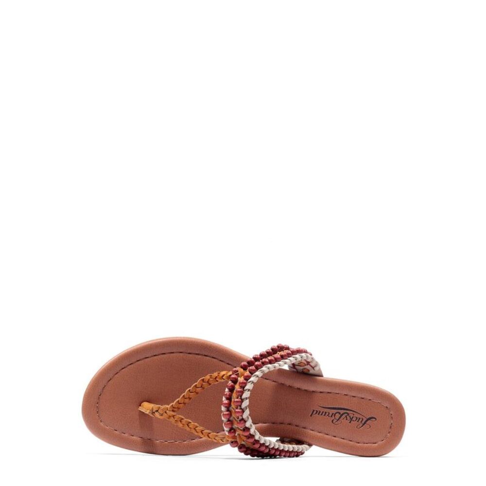 LUCKY BRAND Womens Beige Dollis Round Toe Slip On Leather Thong Sandals 5.5 M
